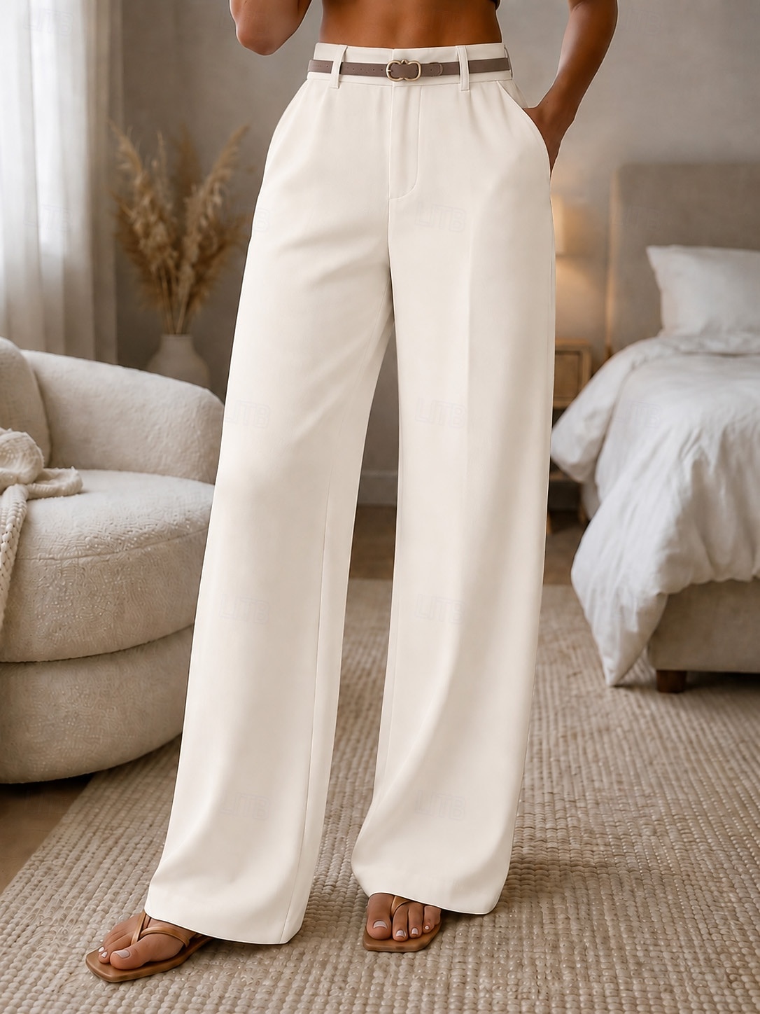 Women's Wide Leg Dress Pants Pants Trousers Elegant Fashion Work Full Length High Waist Comfort Daily Business Office Black White Jade Apricot Summer Spring Fall Winter 2026 - $27.99 –P4