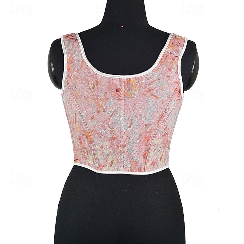 Medieval Renaissance Cottagecore Corset Overbust Corset Bodice Lace up Floral Fancy Dress Women's Fantasy Halloween Carnival Casual Daily Renaissance Fair LARP Adults' Corset Spring & Summer 2026 - $43.99 –P2