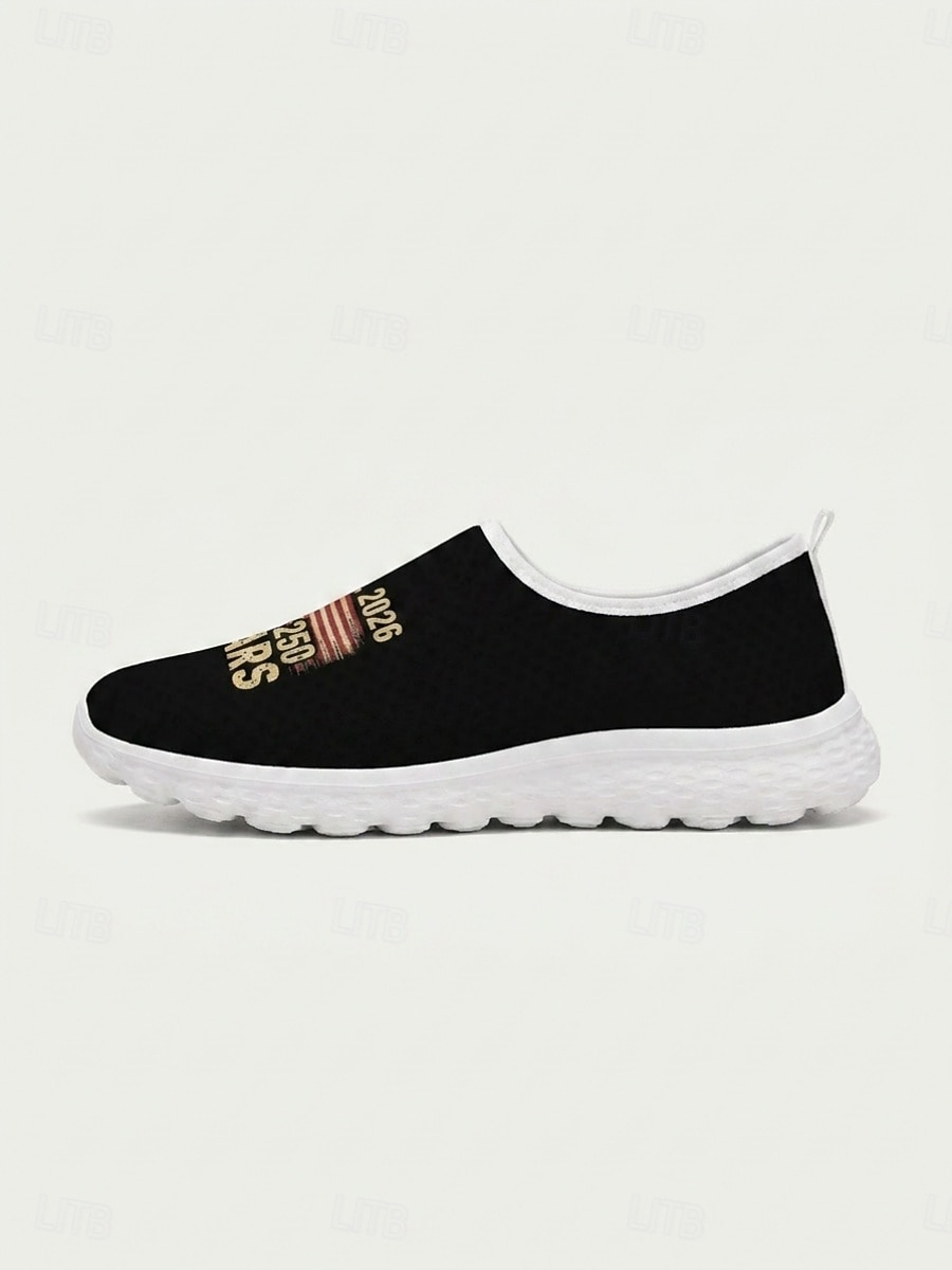 Dames instapschoenen ter ere van het Amerikaanse jubileum - ademend &Lichtgewicht casual sneakers van mesh met "1776-2026" &Print met de Amerikaanse vlag, ideaal voor Onafhankelijkheidsdagparades en 2026 - $32.99 –P3