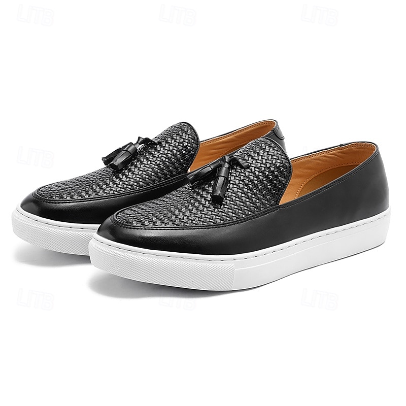 Mocassini da uomo in pelle intrecciata, scarpe eleganti casual senza lacci, scarpe leggere e comode per l'ufficio, i viaggi e l'uso quotidiano. del 2026 a $46.99 –P5