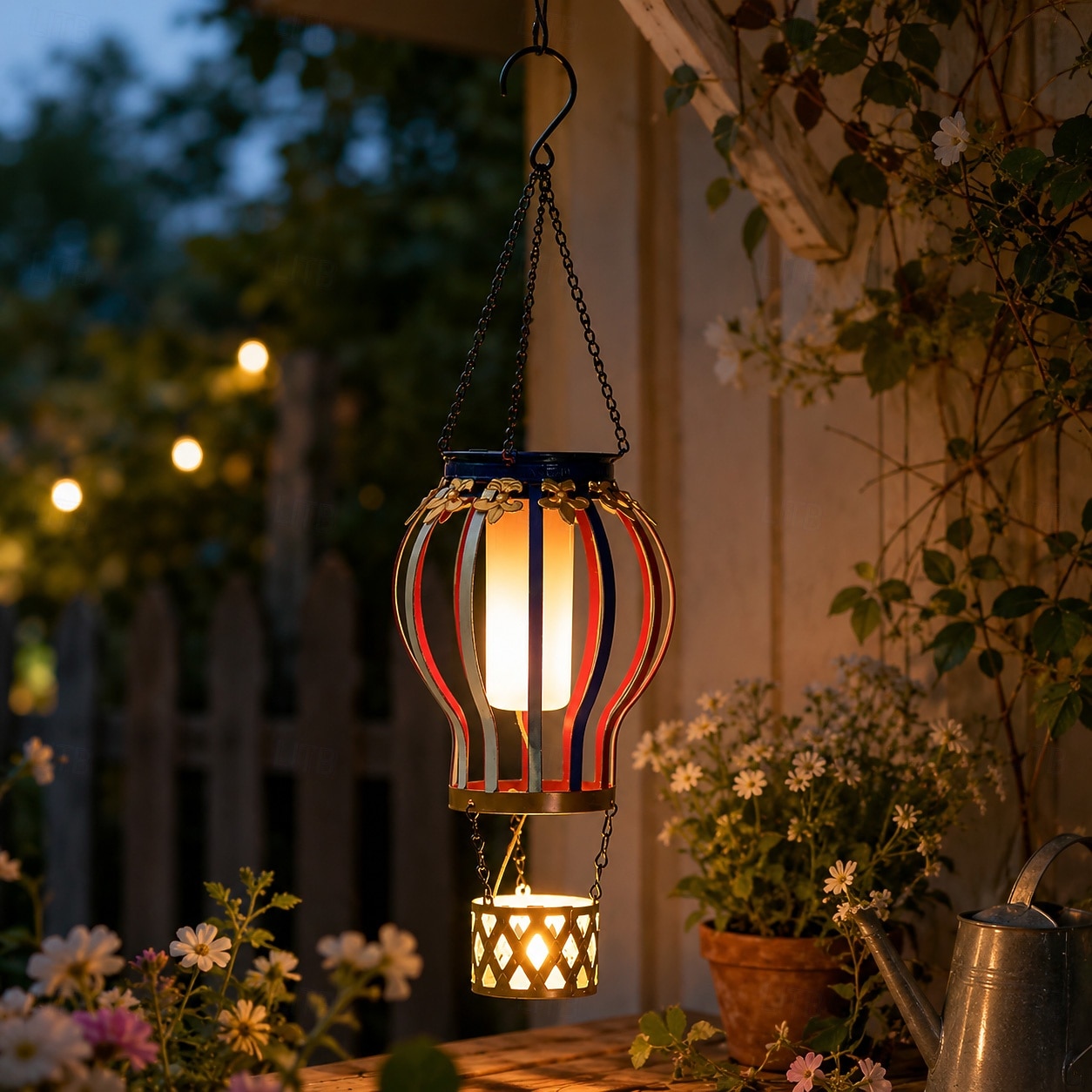 Outdoor Solar Hanging Lantern, Waterproof Metal Hot Air Balloon Decor with Flickering Flame LED, Patio Garden Porch Tree Balcony Fence Party Wedding Ambient Lighting 2026 - $23.99 –P19