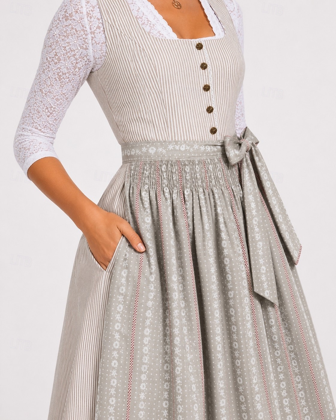 Oktoberfest Šaty Dámské šaty Služka Bavorský němčina Mnichov Louky Dámské Párty Pivní festival Tradiční Styl Tkanina Bez halenky (80 cm) 2026 - BHD 30.37 –P7