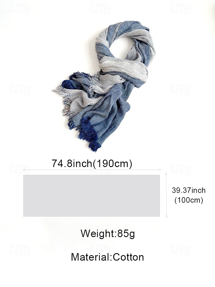 Men's Bohemian Striped Cotton-Linen Scarf with Tassels, Lightweight Breathable Beach Vacation & Casual Daily Wear Accessory 2026 - $14.99 –P10