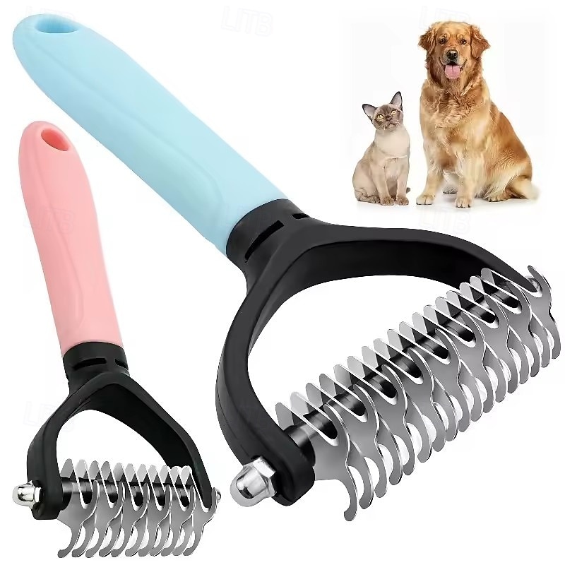 2 peines profesionales nuevos para eliminar el pelo de gatos, cepillos para el aseo de perros, herramientas para la muda de pelo de cachorros, peines para recortar el pelaje de mascotas 2026 - $4.49 –P3