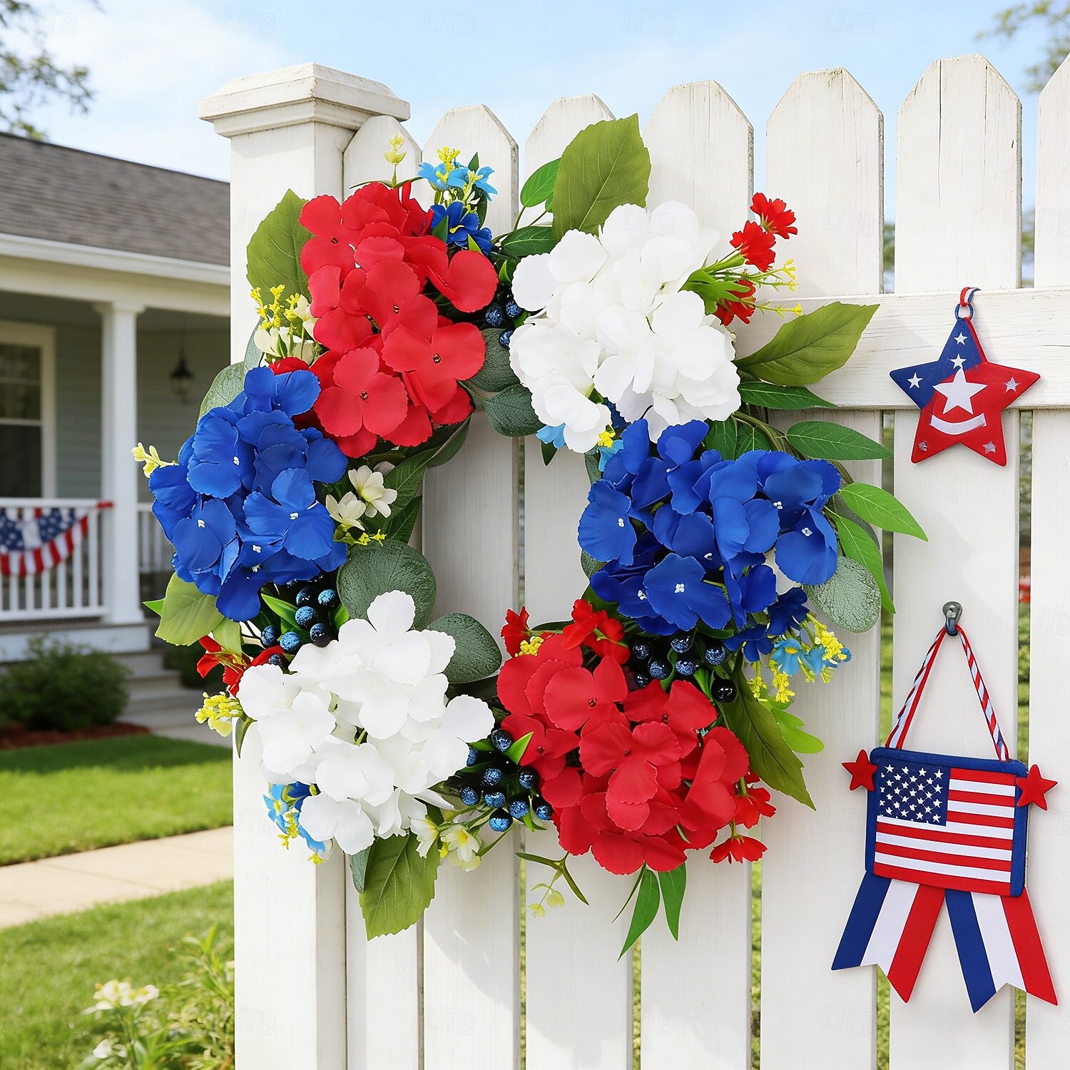 Patriotic Wreath for Front Door 22 Inch 4th of July Red White and Blue Wreaths 250 Anniversary USA Outdoor Decorations America Summer Wreath with Hanger for Home Party Gift 2026 - $30.99 –P4