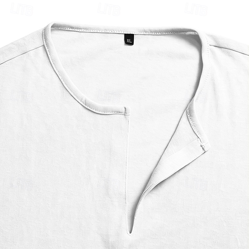 Per uomo Maglietta Maglietta in lino Manica Corta Maniche Corte Scollo a V Primavera & Estate Estate Primavera Semplice Moda Designer Essenziale Morbido Casuale Vacanza Streetwear Blu Bianco Nero del 2026 a $14.99 –P11