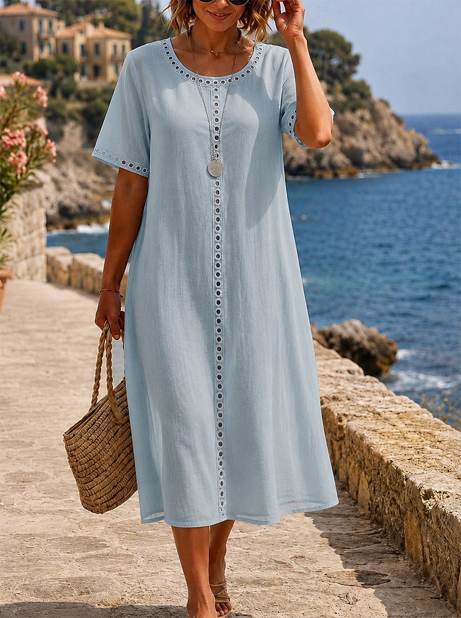 cotton linen summer dresses Tawni Dress White / Medium I love fashion Green Cotton Linen Midi Dress