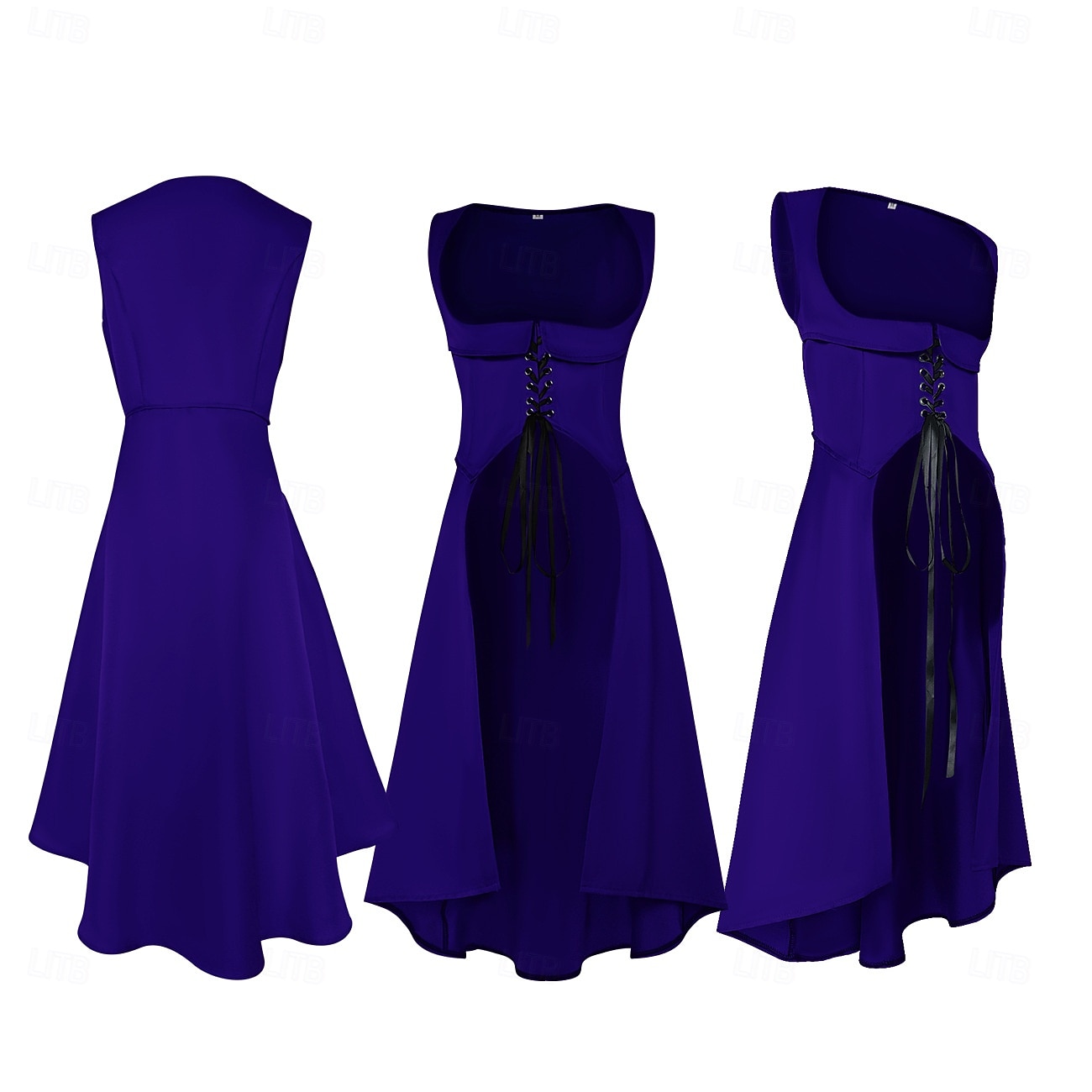 Retro vintage Middeleeuws Renaissance Tot de enkel Jurken Lijfje Mouwloos Boers Veters Kostuum Dames Fantasie Halloween Carnaval Renaissance beurs LARP Volwassenen Kleding 2026 - $44.99 –P11