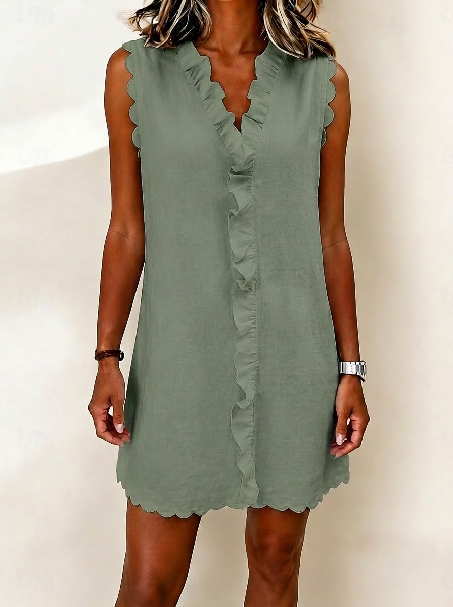 Per donna Mini abito Vestito Casual Abito Estivo Essenziale Classico Quotidiano Vacanza Vestibilità regolare Semplice Senza Maniche Girocollo Blu Bianco Rosso Verde Estate Primavera del 2026 a $21.99 –P5
