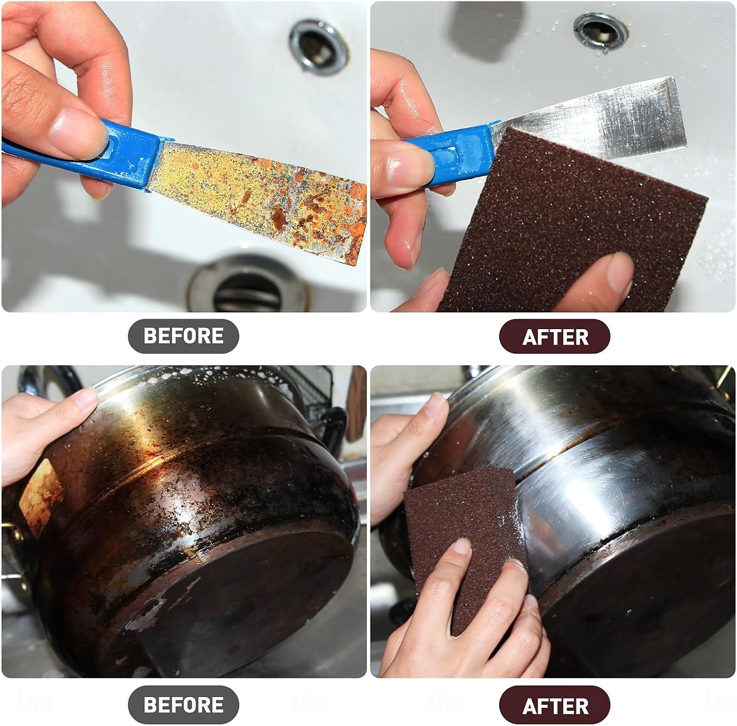 12pcs Magic Cleaning Carborundum Sponge with 2 Handles Rust Foam Cleaning Eraser for Pots, Pans, Sink, Grill, Household Cleaning Emery Sponges for Kitchen, Bathroom 2026 - $16.99 –P3