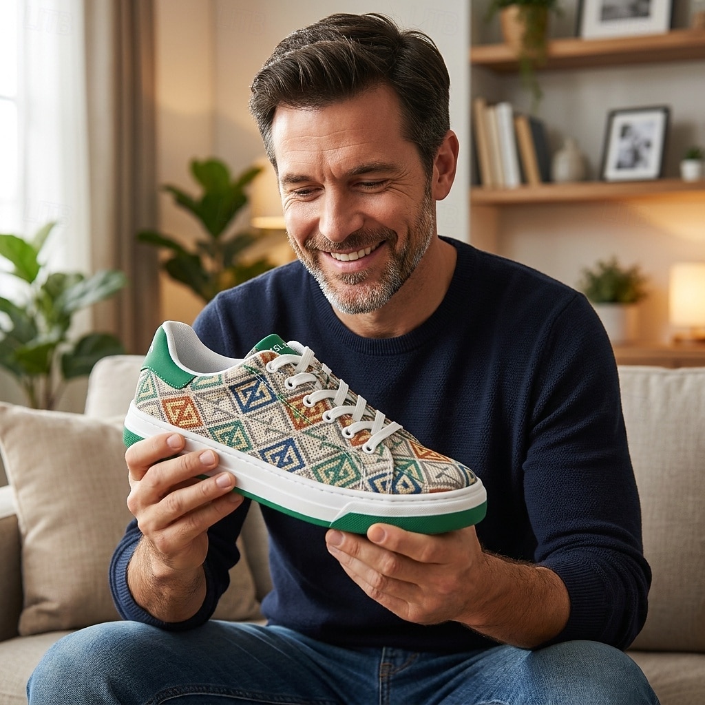 Bedruckte Herren-Sneaker aus Canvas mit Schnürung, lässige Retro-Sneaker mit niedrigem Schaft für Streetwear, Musikfestivals, Reisen und den Alltag 2026 - $26.99 –P1