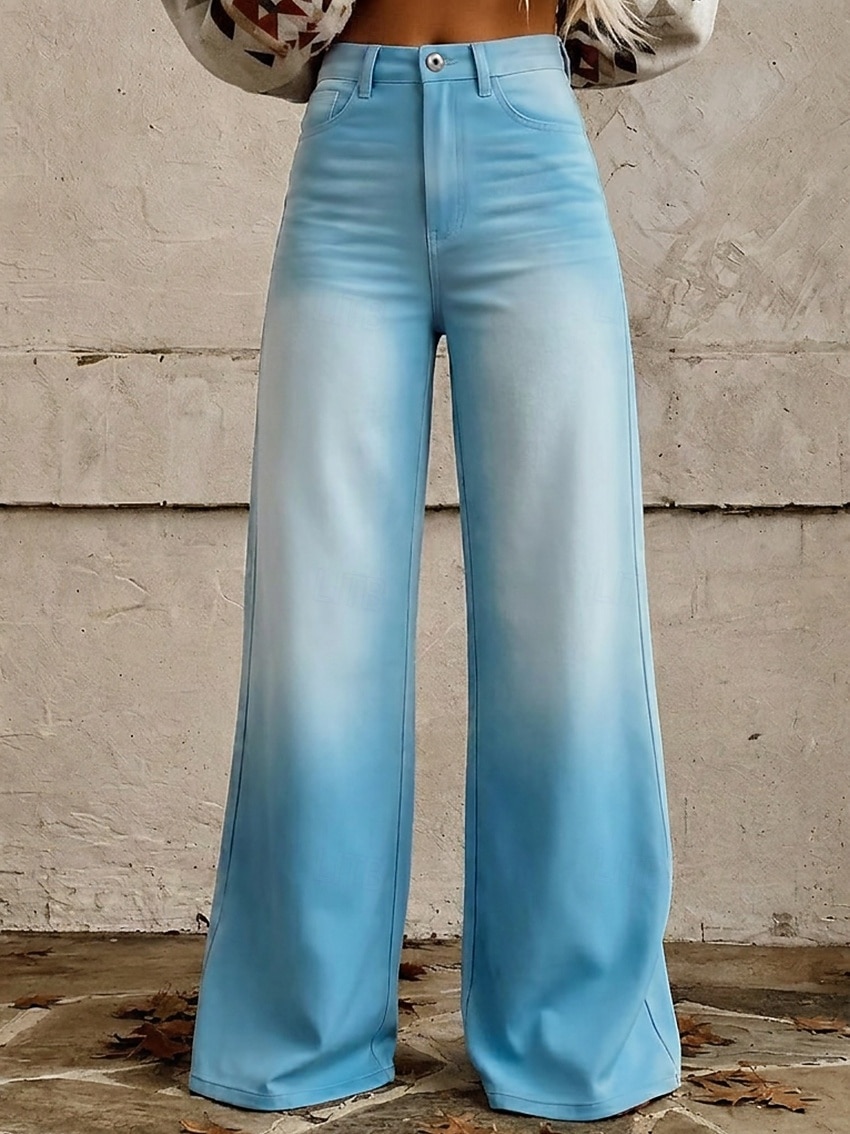 Retro Vintage Boho 1970s Pants Wide Legged Pants Hippie Disco High Waist Floral Faux Jeans Style Fancy Dress Women's Halloween Carnival Music Festival Pride Parade Retro Theme Party Adults' Pants 2026 - $35.99 –P3