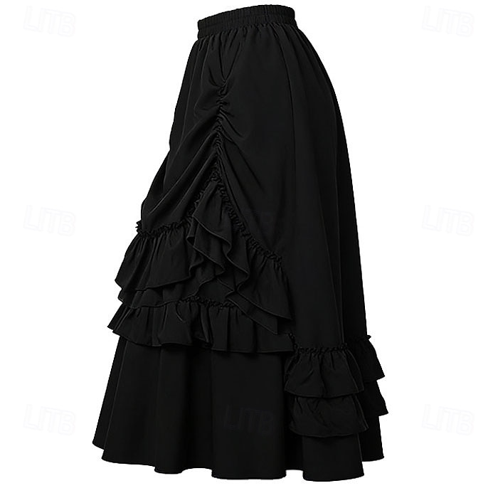 Retro Antiguo Victoriano Medieval Falda Bruja Princesas Aristócrata Volante Disfraz Mujer Víspera de Todos los Santos Carnaval Feria del Renacimiento LARP Adulto Falda 2026 - $50.99 –P9