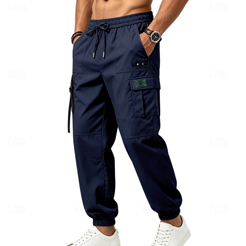Per uomo Pantaloni Cargo Joggers Pantaloni Coulisse Elastico in vita Multi-tasche Tinta unica Antivento Comodità Quotidiano All'aperto Ferie Streetwear Elegante Cachi Nero Inelastico del 2026 a $29.99 –P8
