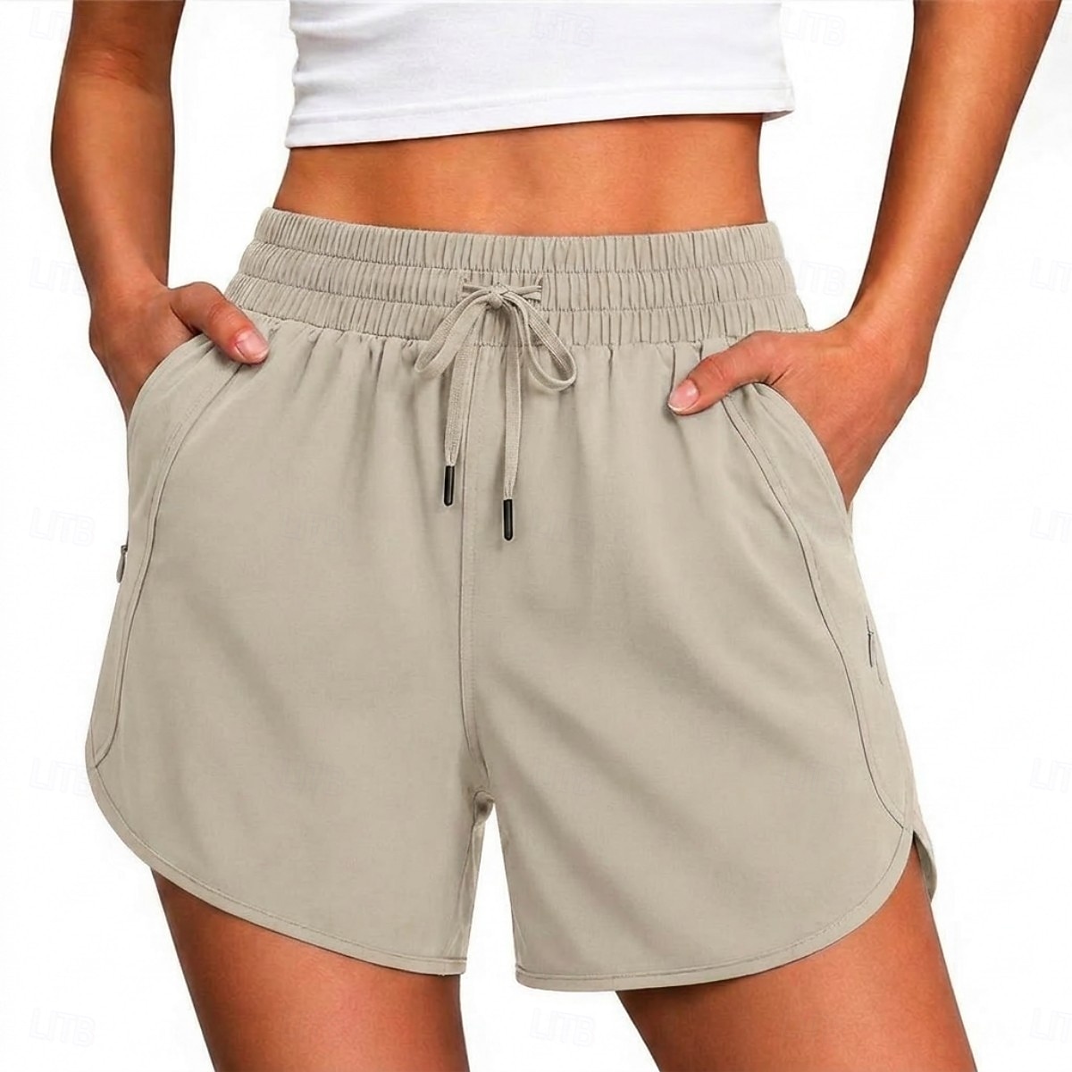 Women's Summer Shorts Running Shorts Sport Stylish Short Medium Waist Drawstring Quick Dry Breathability Casual Sports & Outdoor Violet Black ash-colored Khaki Summer Spring Regular Fit 2026 - $22.99 –P4