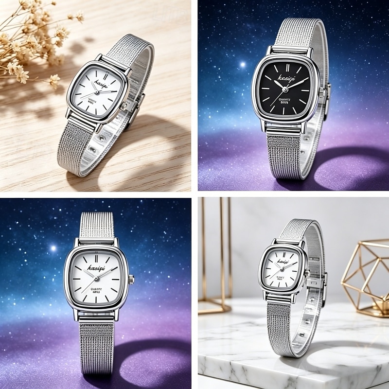 Women's Square Quartz Watch with Silver Mesh Strap, Minimalist Black Dial Ladies Fashion Watch, Elegant Vintage Small Face Wrist Watch for Women Girls, Birthday Gift for Her 2026 - $14.99 –P5