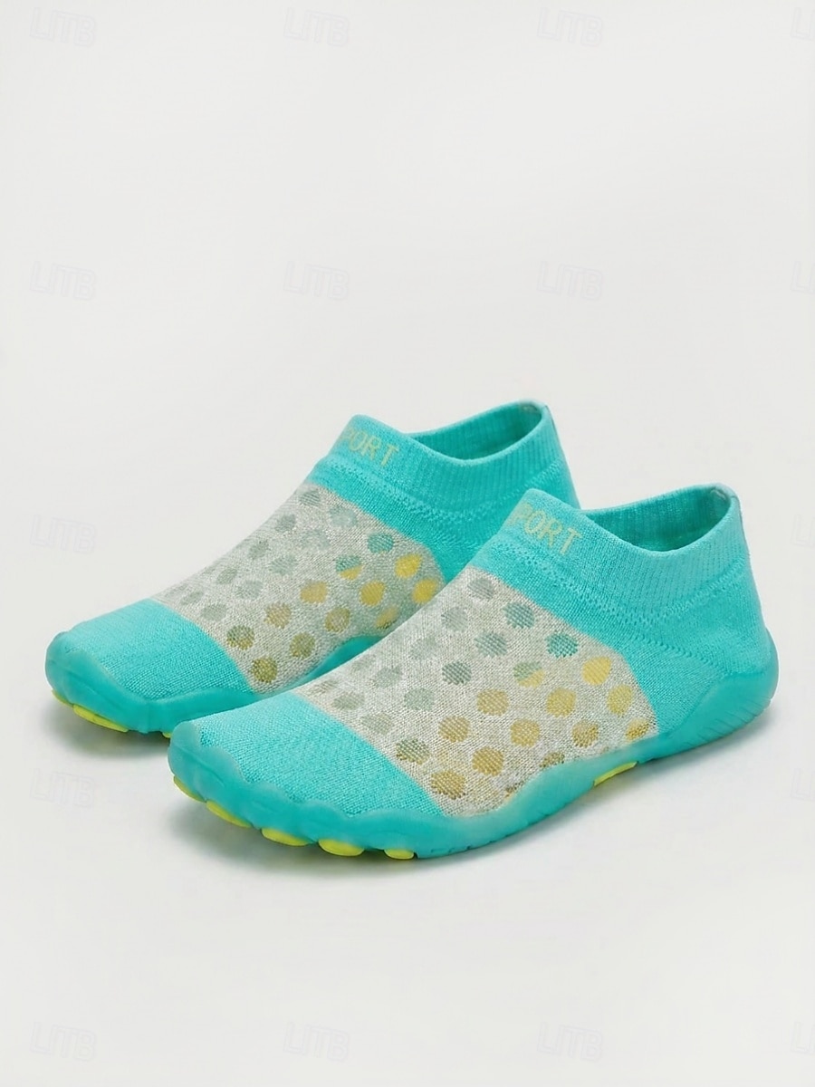 Damesblauwe mesh waterschoenen met stippen – ademende, elastische gebreide, sneldrogende instapsneakers met een flexibele antislipzool voor strand, zwemmen, surfen en yoga. & reis 2026 - $15.99 –P3