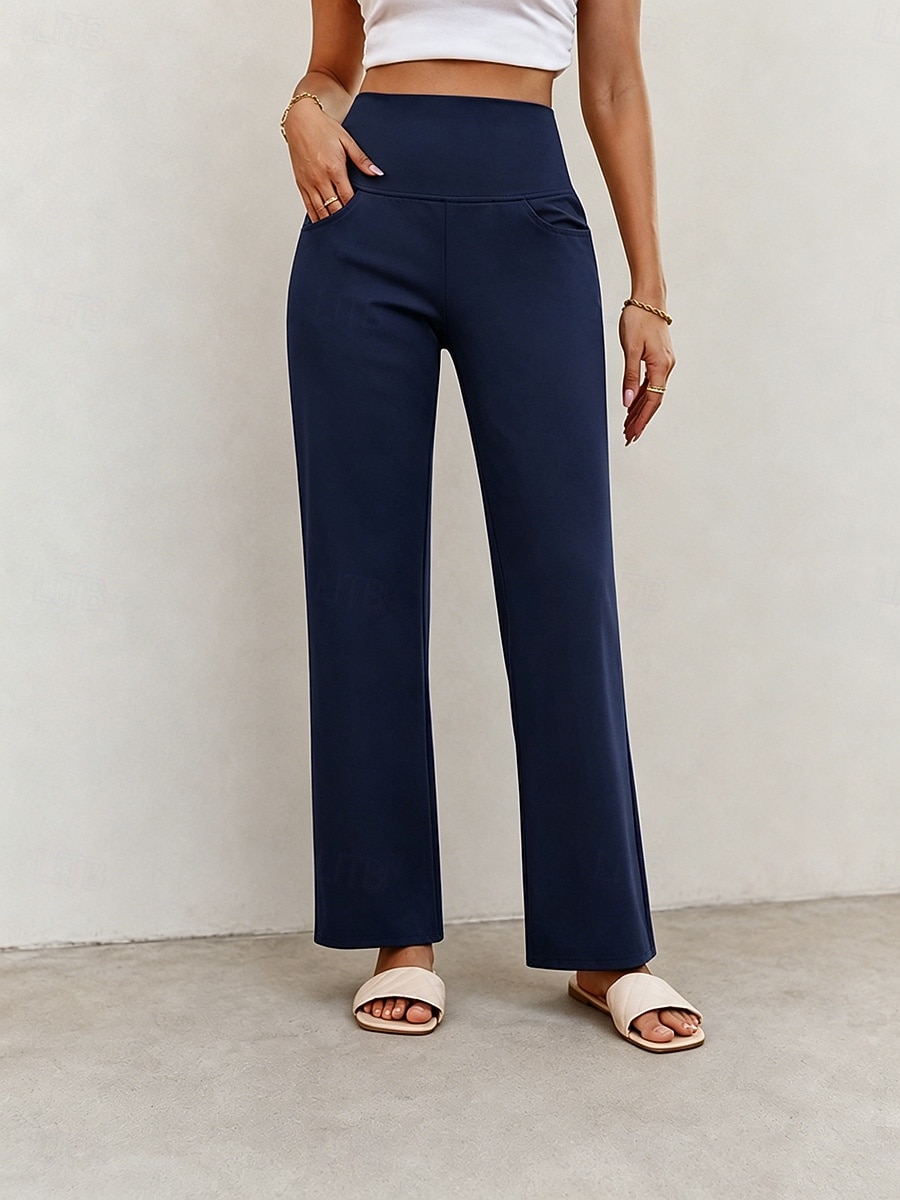 Mujer Pantalones de yoga Refrescante Secado rápido Polainas Activo Moda Longitud total Alta cintura Casual Diario Hogar Negro Azul Oscuro Albaricoque Beige Verano Primavera Otoño 2026 - $29.99 –P8