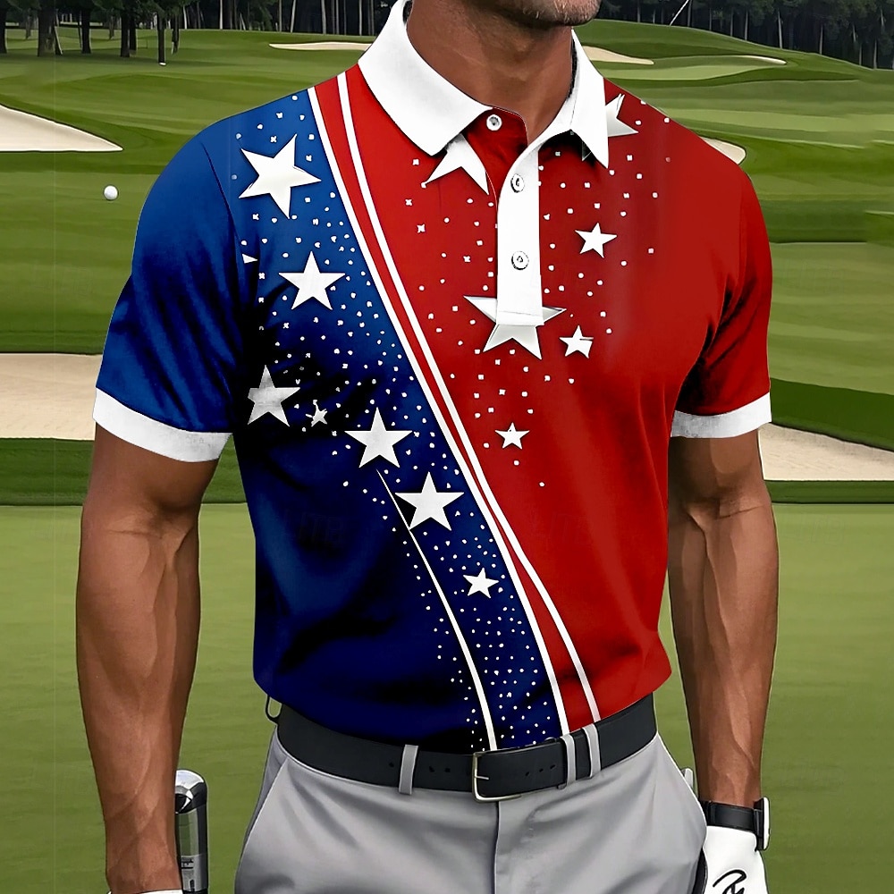 American Independence Day Men's American US Flag Sports Polo Shirts Short Sleeve Polo Shirts Collared Shirts Casual Athleisure Daily Wear 3D Print Buttons Spring & Summer Blue 2026 - $22.99 –P1