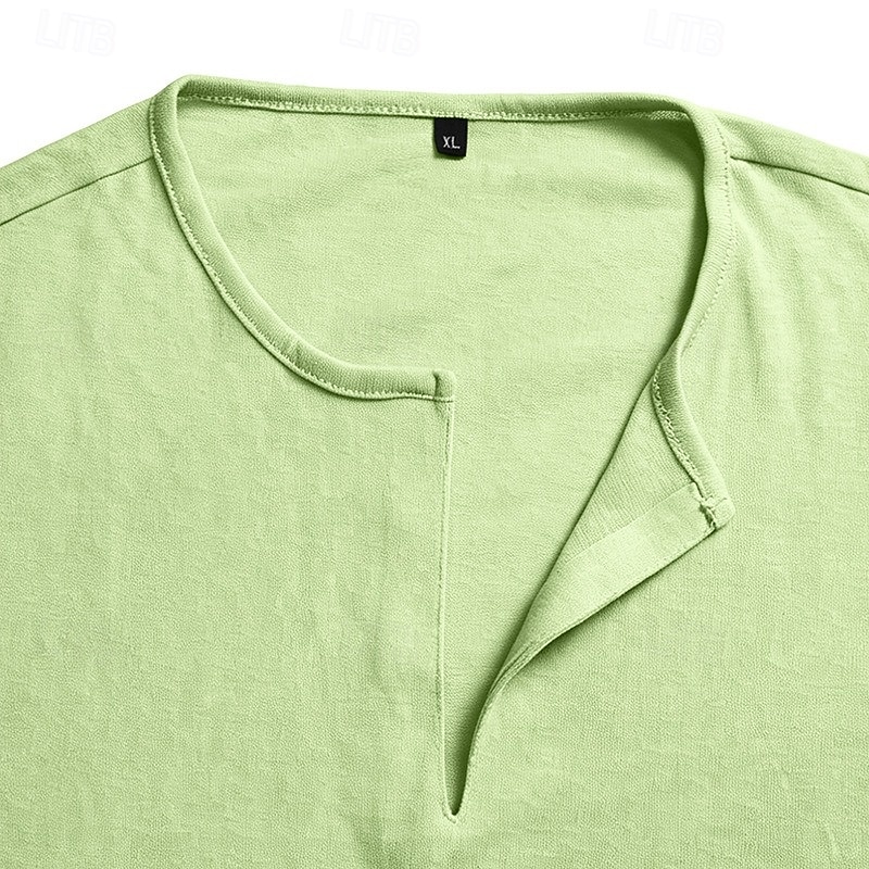 Per uomo Maglietta Maglietta in lino Manica Corta Maniche Corte Scollo a V Primavera & Estate Estate Primavera Semplice Moda Designer Essenziale Morbido Casuale Vacanza Streetwear Blu Bianco Nero del 2026 a $14.99 –P8