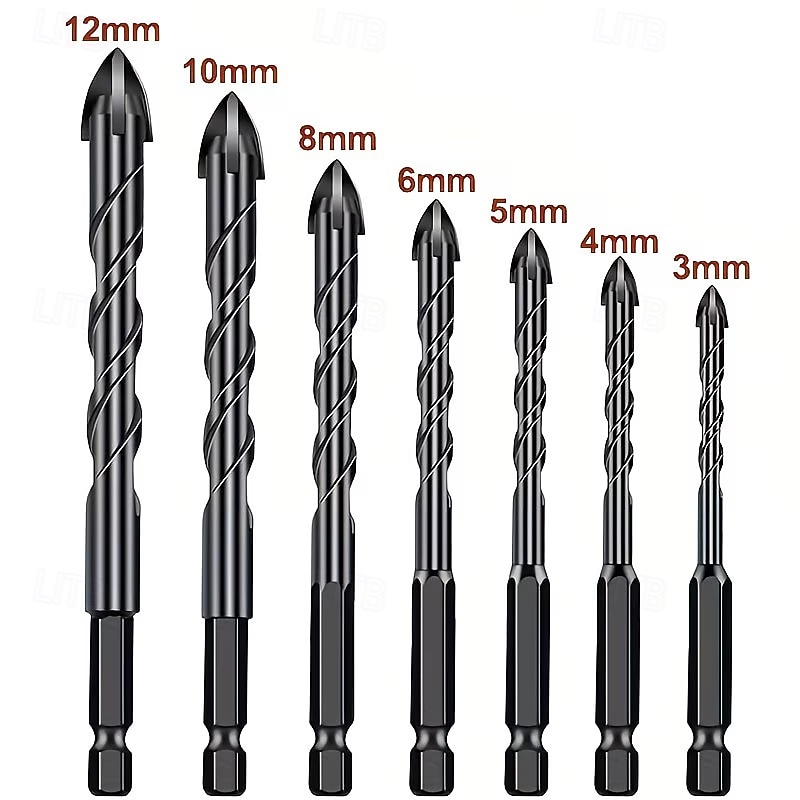 7Pcs Tungsten Carbide Drill Bits, Tungsten Carbide Tip, Hex Shank, Non-Slip Design, Suitable for Glass, Concrete, Brick, Wood, Plastic, Ceramic Tile, Mirror Drilling 2026 - $20.99 –P11