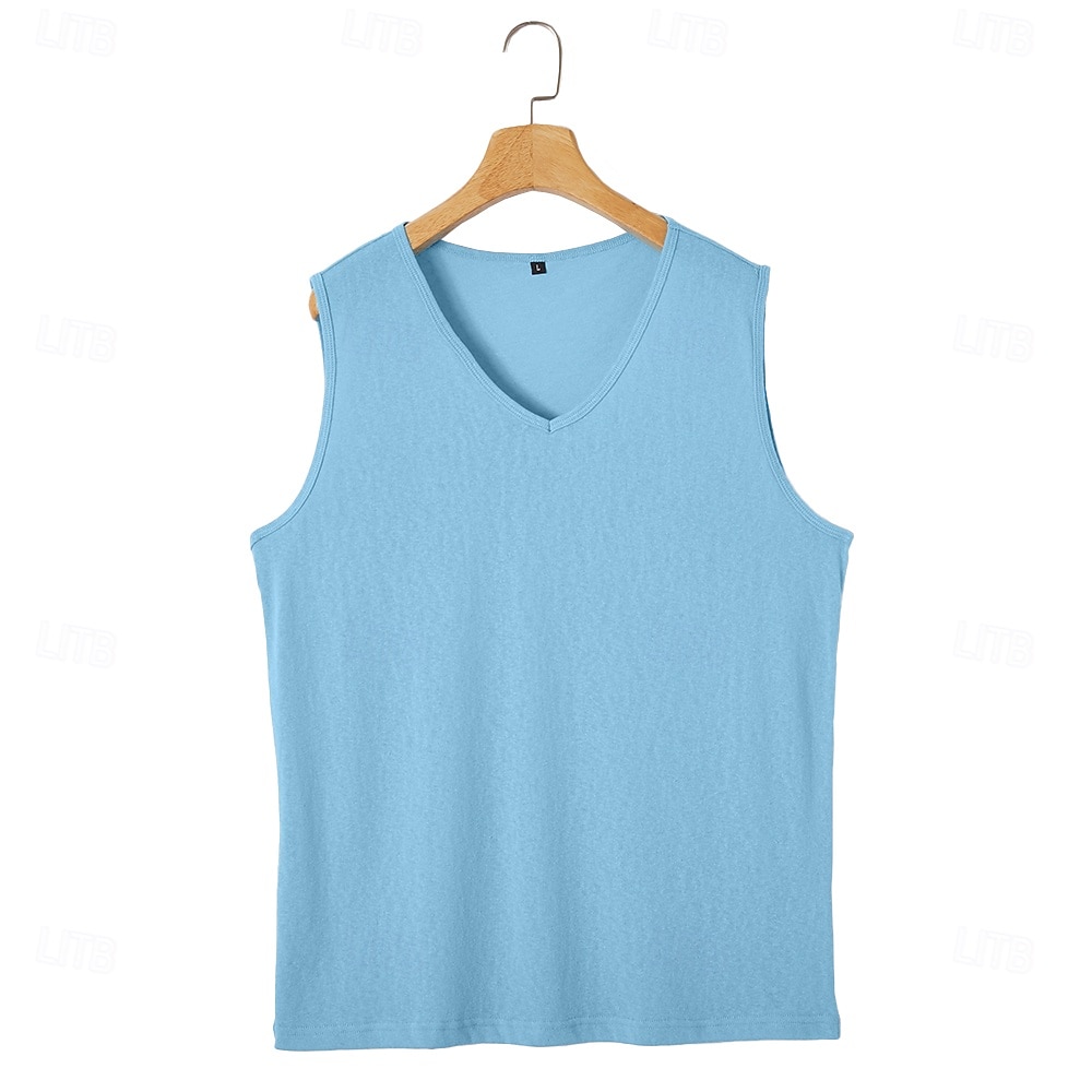 Herren Tanktop aus Leinen Ärmelloses Shirt Unterhemd Ärmellos V Ausschnitt Sommer Einfach Mode Basic Böhmische Schlank Weich Strand Urlaub Alltagstauglich Schwarz Weiß Blau Top T-Shirt für Herren 2026 - $13.99 –P8