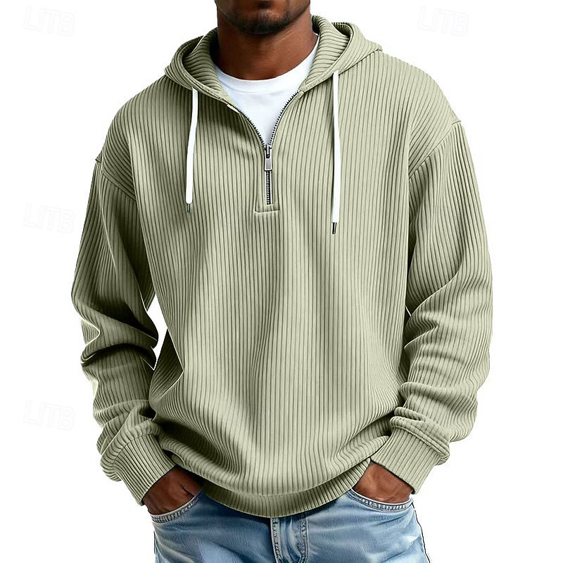 Per uomo Felpa con cappuccio Velluto a coste Felpa con cappuccio e zip corta Aalbicocca Rosso bordeaux Nero Bianco Verde chiaro Con Cappuccio Semplice Cerniera Testurizzato Casuale Quotidiano Sport del 2026 a $34.99 –P3