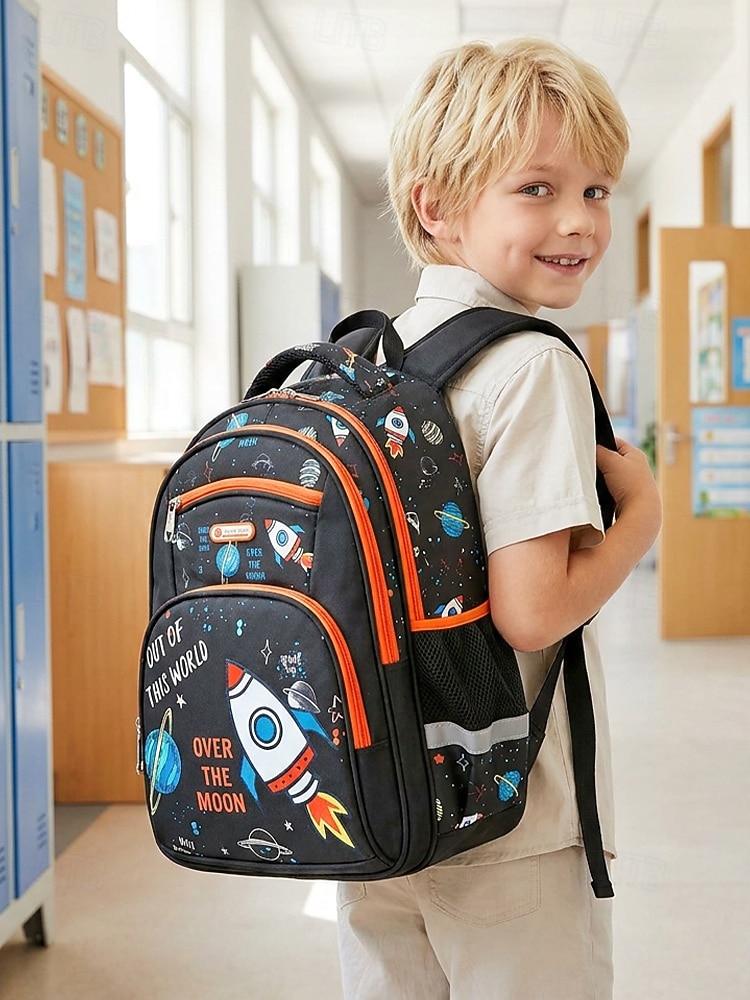 Boys School Backpack with Dinosaur & Astronaut Prints, Large Capacity Multi Pocket Polyester Bookbag, Lightweight Travel Backpack for Elementary School, Camping, Daily Use 2026 - $42.99 –P2