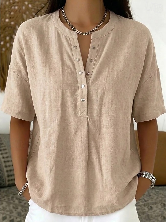Mujer Camisa Color sólido Plano Elegante Diario Clásico Sin Mangas Tops largos Casual Azul Piscina Negro Amarillo Verde Trébol Caqui Verano Primavera 2026 - $26.99 –P7