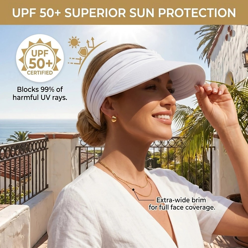 UPF 50+ napellenzős lófarok kalap nőknek, széles karimájú UV-védő vödör kalap, nyári kültéri összecsukható strandhorgász sapka, retro divatos fényvédő utazósapka túrázáshoz, kempingezéshez, 2026 - $15.99 –P1