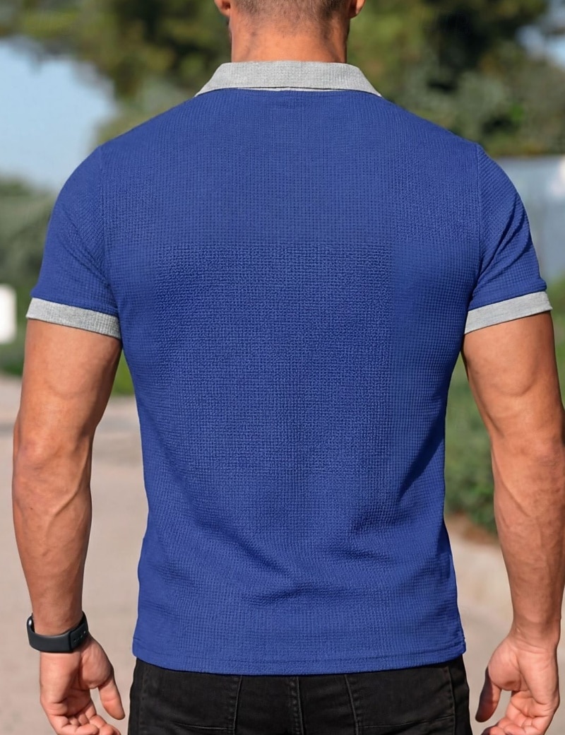 Homme Chemises Polo Gaufre Polo Occasionnel Rue Revers Manche Courte Basique Moderne Bloc de Couleur Avec Poches Poids Léger Été Printemps Coupe régulière Noir Blanche Bleu Roi Vert Kaki Chemises de 2026 ? $18.99 –P9