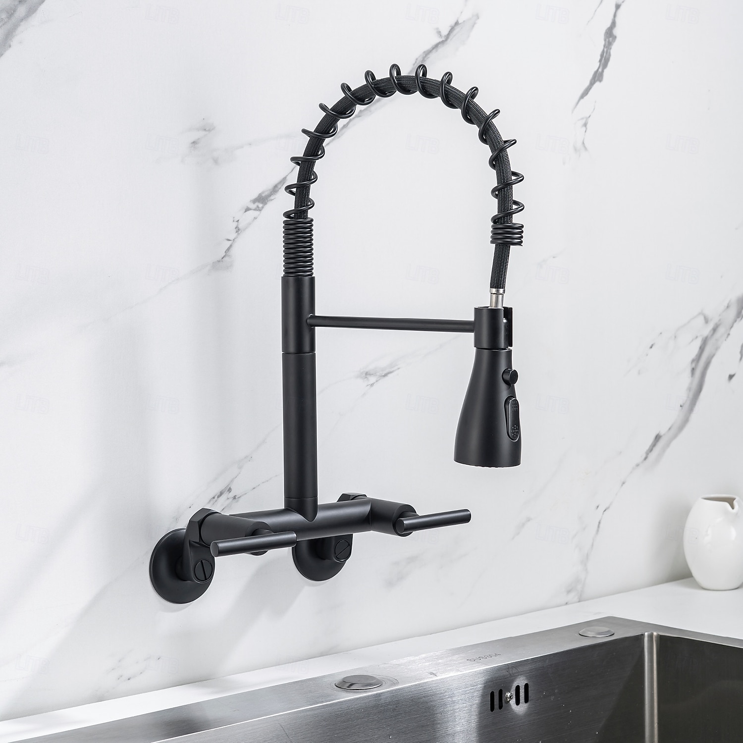 Kitchen faucet - Two Handles Two Holes Electroplated / Painted Finishes Pull-out / Pull-down / Standard Spout / Tall / High Arc Wall Mounted Modern Contemporary Kitchen Taps 2026 - $279.19 –P1
