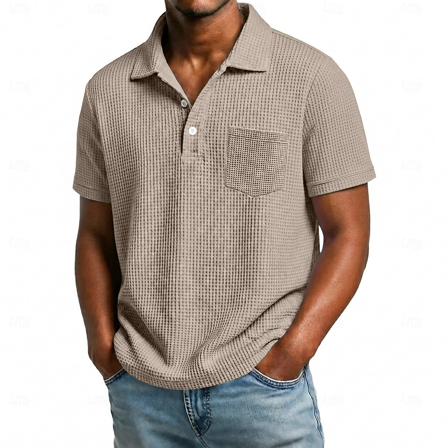 Men's Golf Shirt Waffle Knit Polo Shirt Casual Business Classic Short Sleeve Fashion Modern Solid Color Plain Buttons Summer Spring All Seasons Regular Fit White Light Green Burgundy Navy Blue Dark 2026 - $21.99 –P8