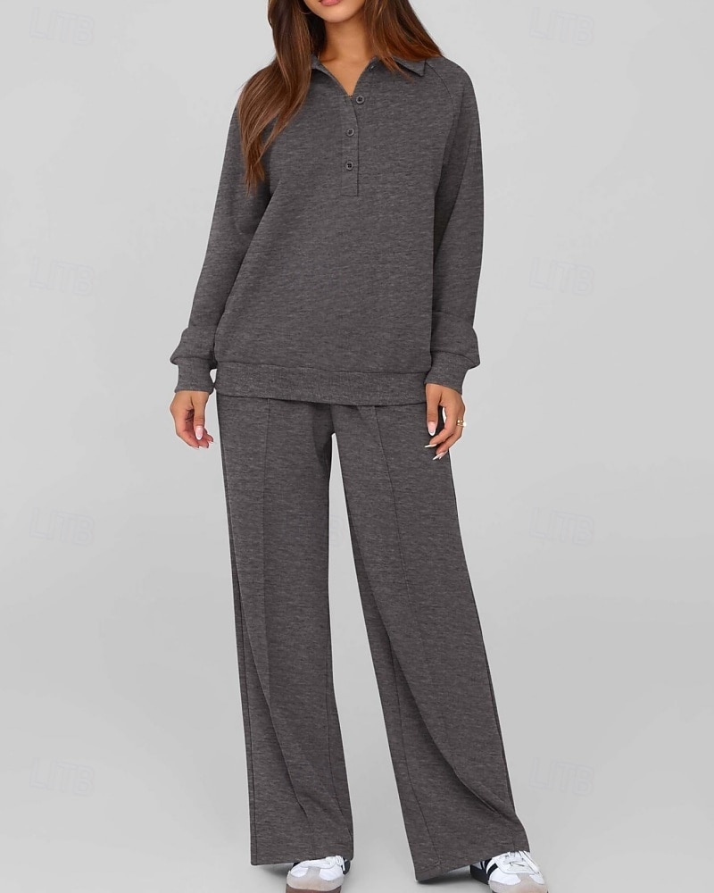 Damen Pullover-Trainingsanzug-Sets 2-teiliger Trainingsanzug Lounge-Outfits  Kordelzug mit Tasche Einfarbig Sportbekleidungsset Herbst Dunkelgrau Schwarz Fitnessstudio Fitnesstraining Leger Winddicht 2026 - $46.99 –P19