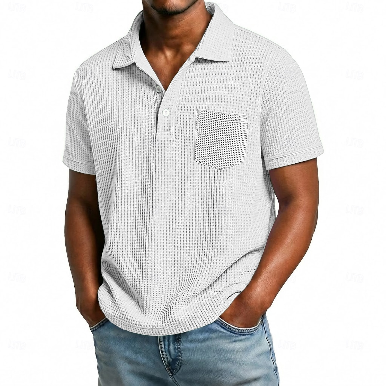 Men's Golf Shirt Waffle Knit Polo Shirt Casual Business Classic Short Sleeve Fashion Modern Solid Color Plain Buttons Summer Spring All Seasons Regular Fit White Light Green Burgundy Navy Blue Dark 2026 - $21.99 –P5