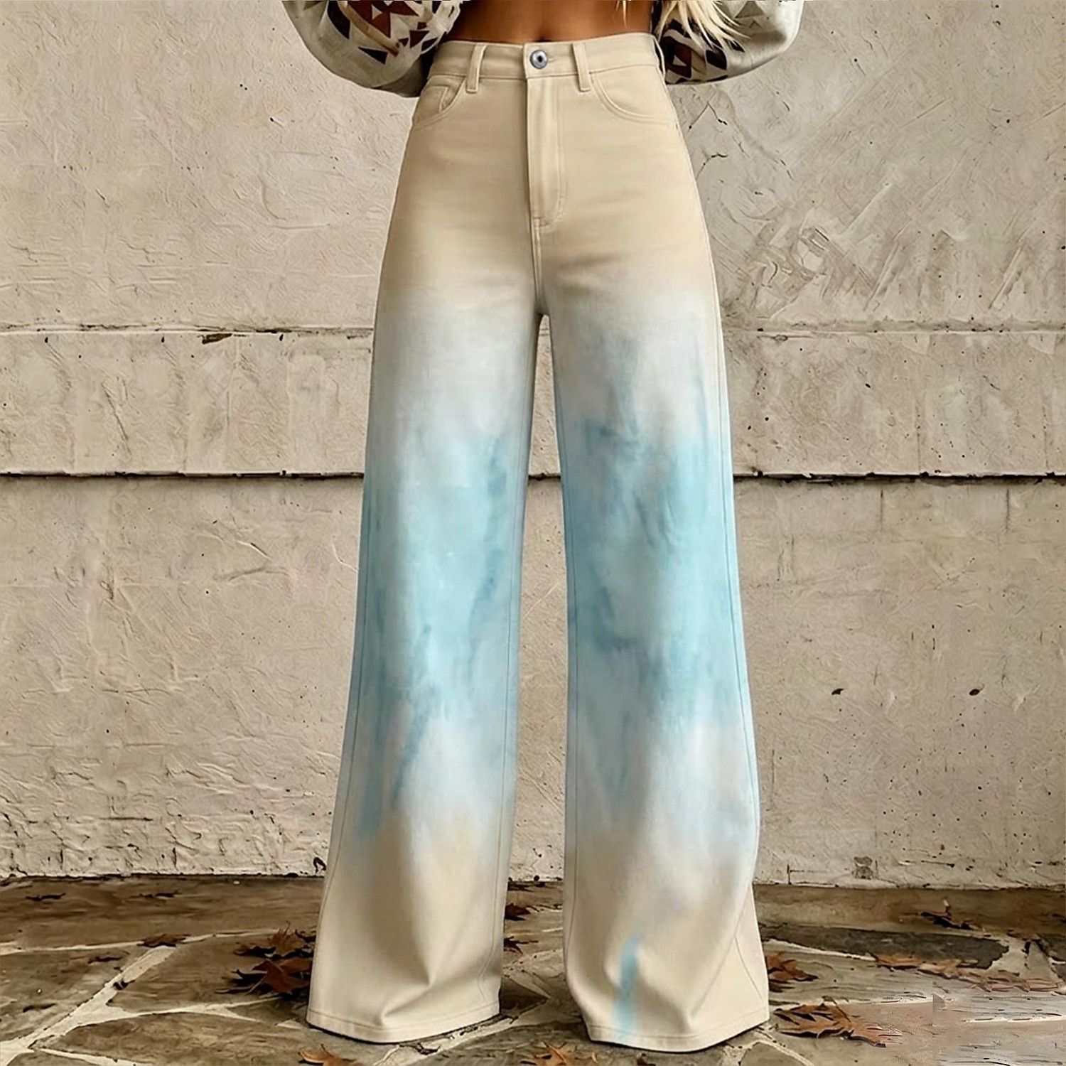 Retro Vintage Boho 1970s Pants Wide Legged Pants Hippie Disco High Waist Floral Faux Jeans Style Fancy Dress Women's Halloween Carnival Music Festival Pride Parade Retro Theme Party Adults' Pants 2026 - $35.99 –P2