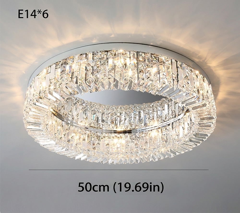 50/60/80 cm candelabro led cristal luz de teto design círculo design exclusivo luzes de montagem embutida led de aço inoxidável estilo nórdico 110-120v 220-240v de 2026 por $567.09 –P6