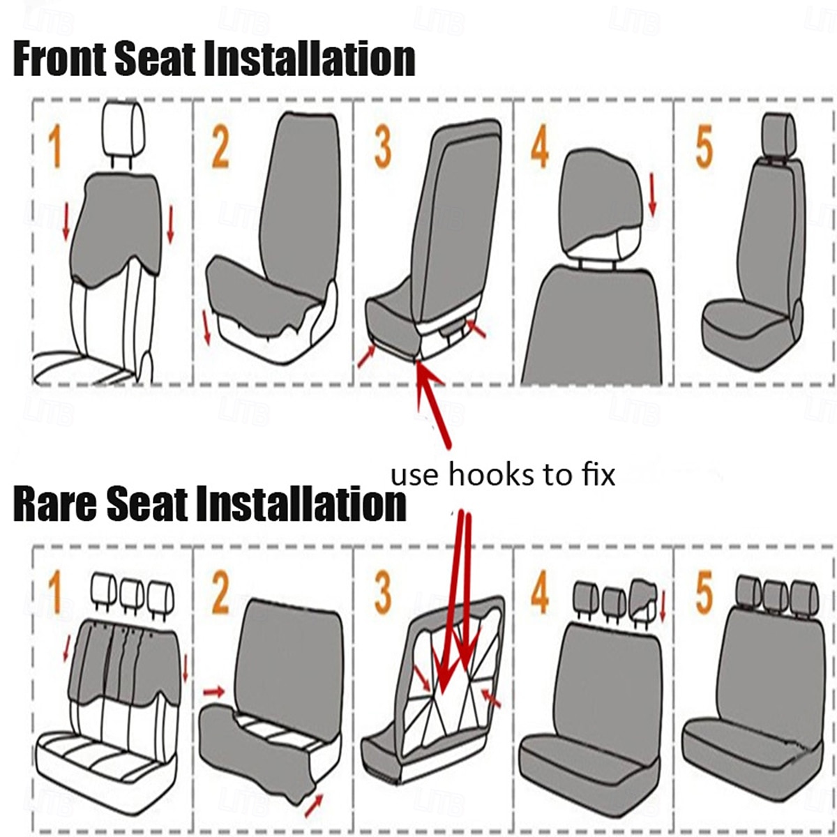 Universal Car Seat Covers Full Set, Breathable Cloth Automotive Seat Protectors with Sporty Two-Tone Design, Airbag Compatible Interior Accessories for Most Sedan, SUV, Truck, Van, 9PCS 2026 - $26.99 –P2