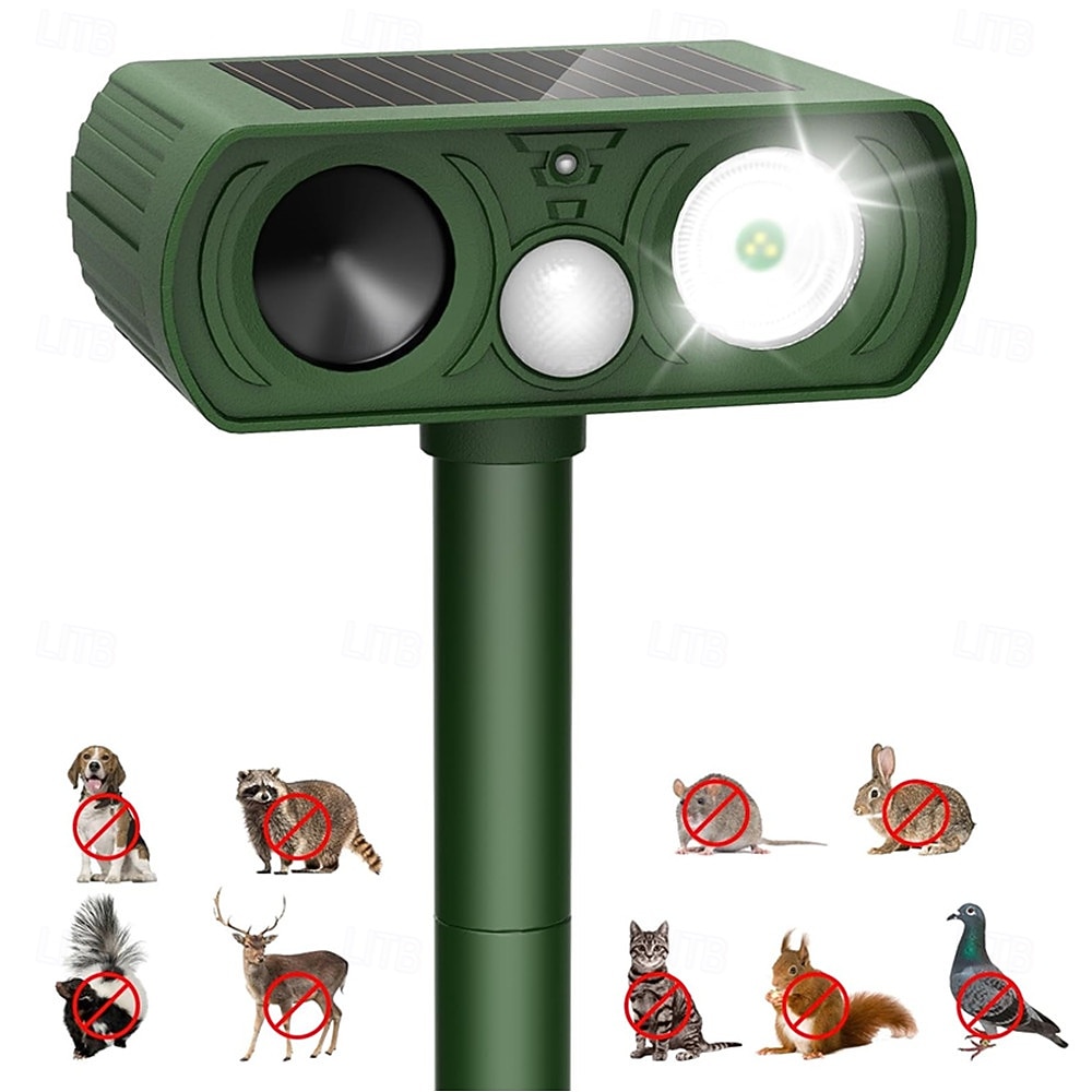 2026年 ソーラー式超音波動物撃退器、屋外用、動き感知式、鹿、リス、ウサギ、猫、犬、アライグマ、キツネ撃退器、防水、LED点滅ライト付き、庭、農場用  コレクション – $27.99 –P2