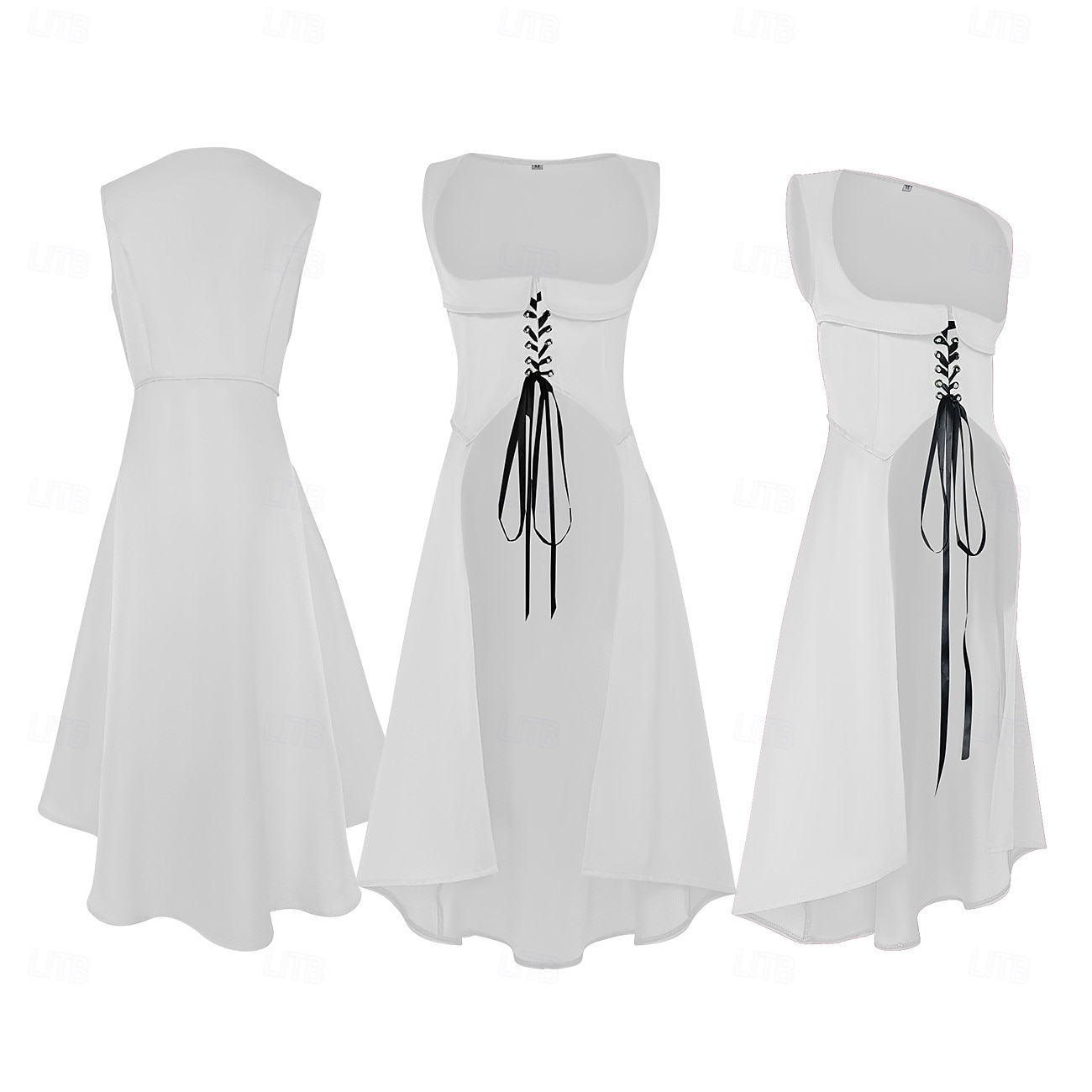 Retro vintage Middeleeuws Renaissance Tot de enkel Jurken Lijfje Mouwloos Boers Veters Kostuum Dames Fantasie Halloween Carnaval Renaissance beurs LARP Volwassenen Kleding 2026 - $44.99 –P9