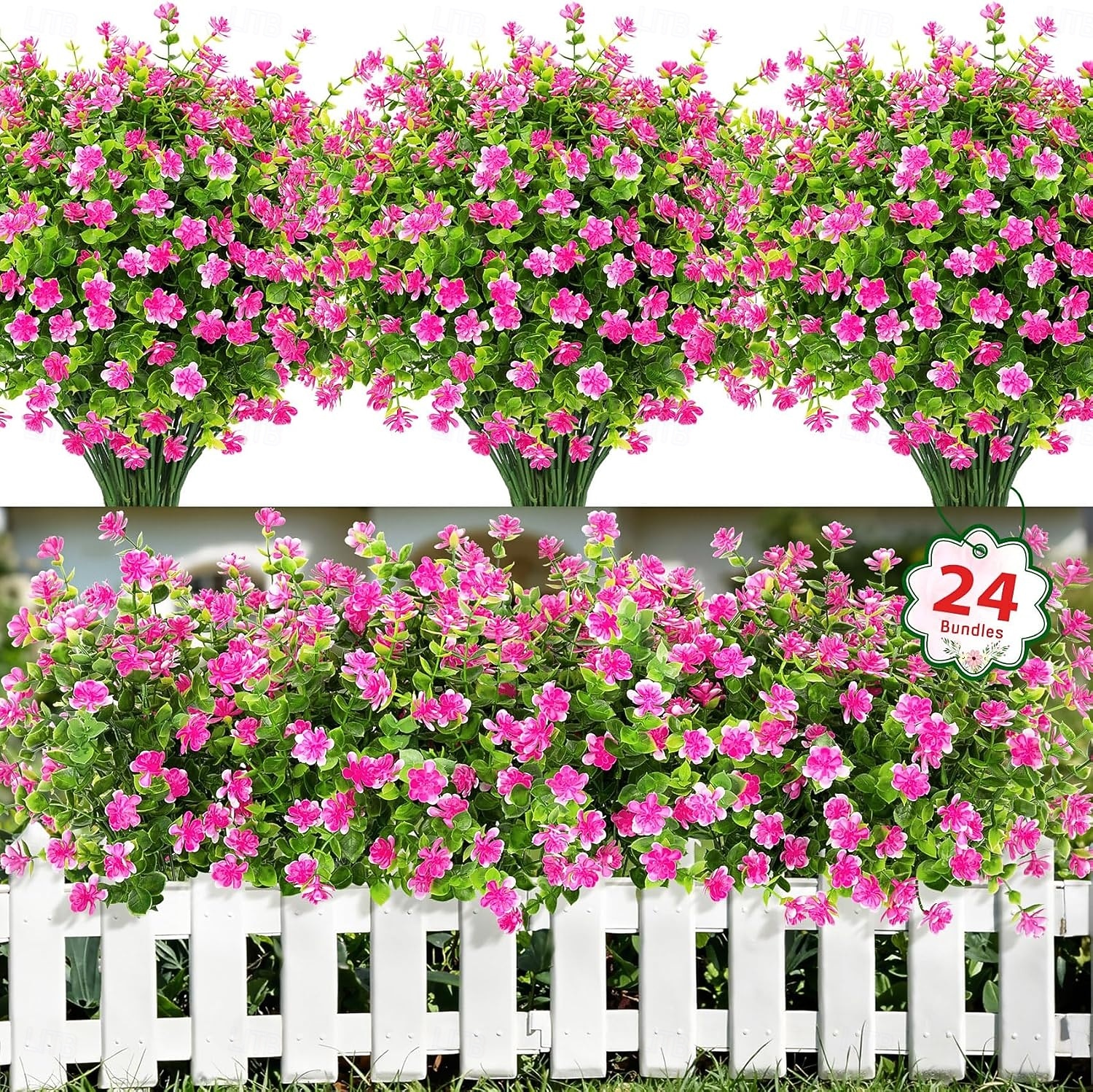 24 Bundles Artificial Flowers for Outdoors Decoration Fake Flowers UV Resistant Faux Plastic Greenery Eucalyptus Plants for Spring Summer Garden Patio Indoor Outdoor Home Decor, Multicolor 2026 - $36.99 –P6