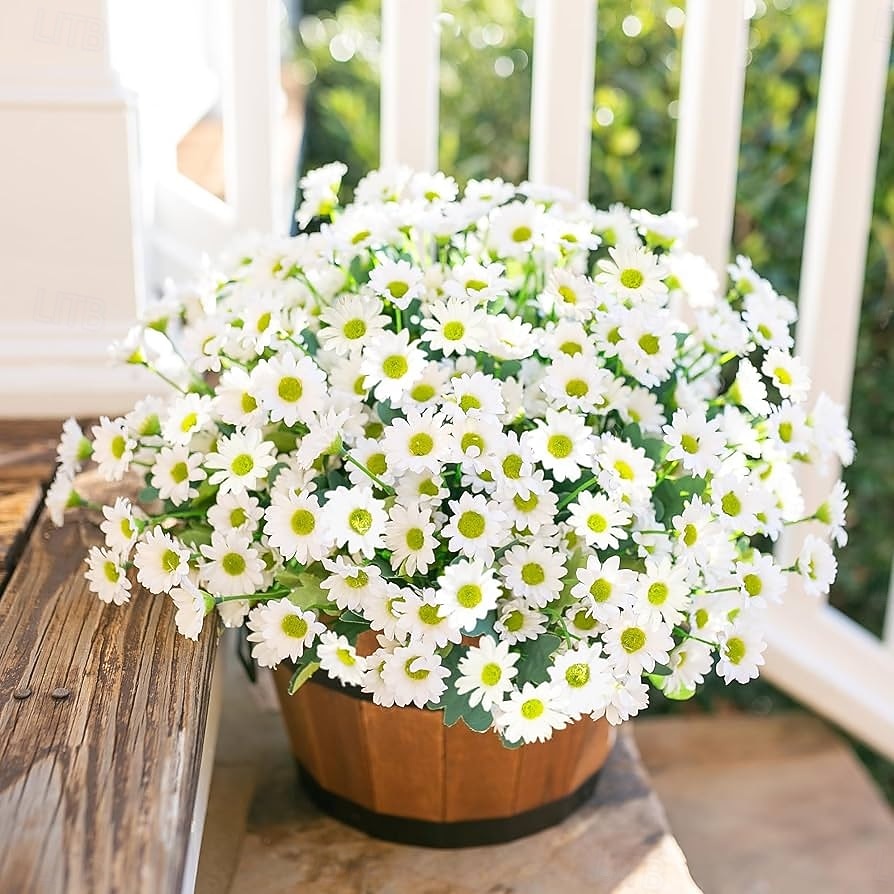 Margaritas artificiales para decoración exterior, 6 ramos de flores artificiales para macetas de exterior, flores de seda resistentes a los rayos UV para la puerta principal, el porche y el patio. 2026 - $29.99 –P11