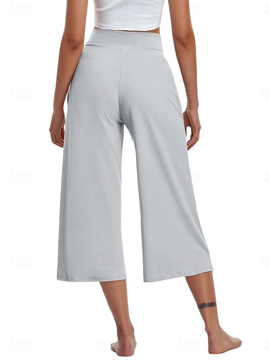 Per donna Pantaloni capri Pantaloni da yoga Gamba larga Moda Streetwear Casual Lunghezza al polpaccio Misura del girovita medio Semplice Tasca Comodo Comodità Morbido Elasticizzato All'aperto Vacanza del 2026 a $18.99 –P8