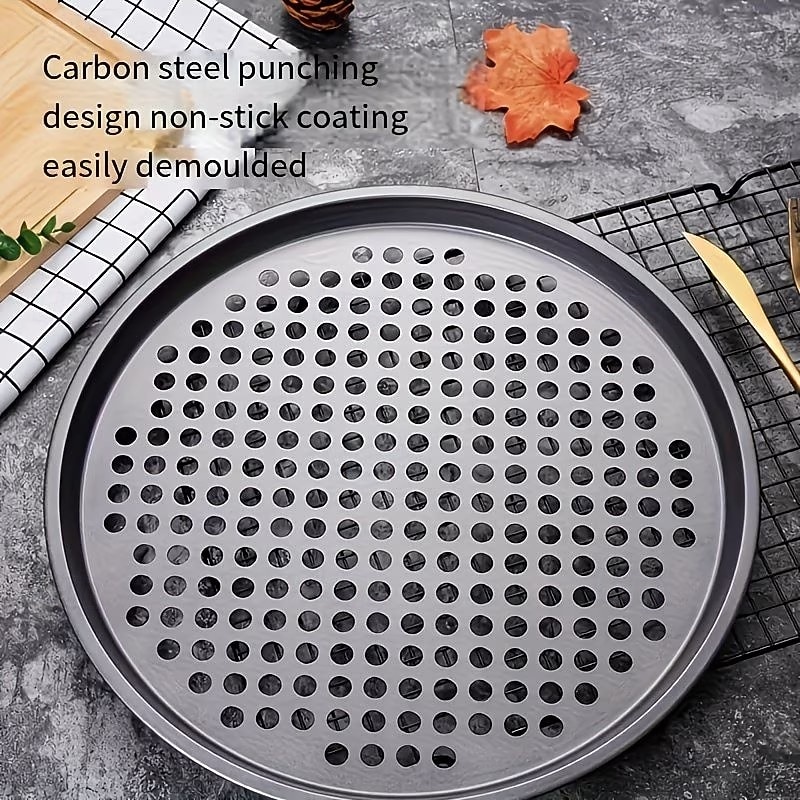 Forma para pizza redonda de 30 cm (12 polegadas) revestida em aço carbono perfurado, 1/2 unidade. de 2026 por $14.99 –P6