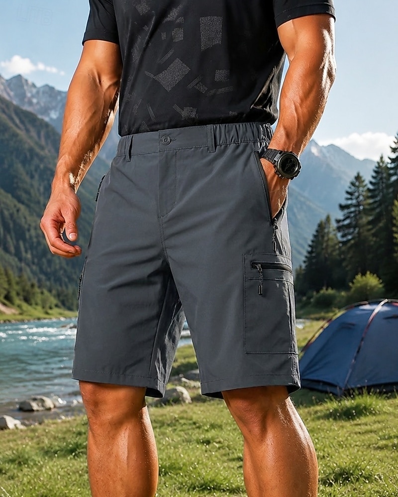 Homens Shorts ao ar livre Bermuda Cargo Shorts de caminhada Calções Cambat Verão Primavera Outono Ao ar livre Moderno Prova-de-Água Secagem Rápida Leve Respirável Calção Zípers Bolsos Cinzento Escuro de 2026 por $12.99 –P7