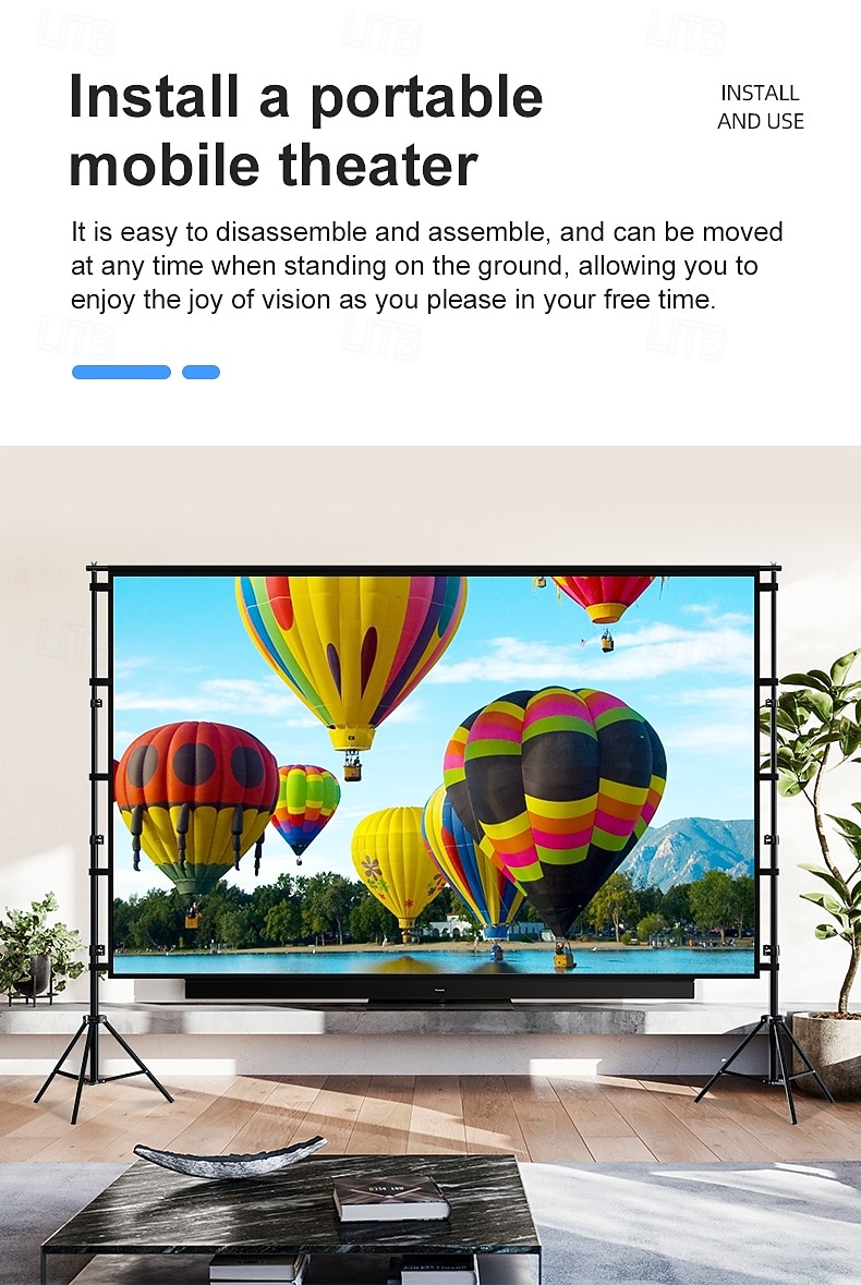 Projector Screen with Tripod Stand 100 120 Inch, 16:9 HD 4K Portable Outdoor Indoor Movie Screen with Carrying Bag, Height Adjustable Wrinkle-Free Projection Screen for Backyard Theater Camping 2026 - $125.99 –P7
