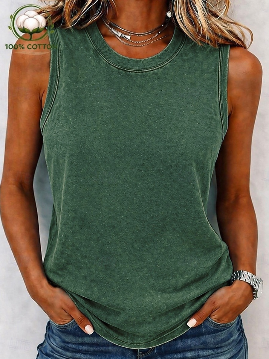 canotta da donna softfade™ vintage 100% cotone - top basic senza maniche con lavaggio morbido del 2026 a $21.99 –P19