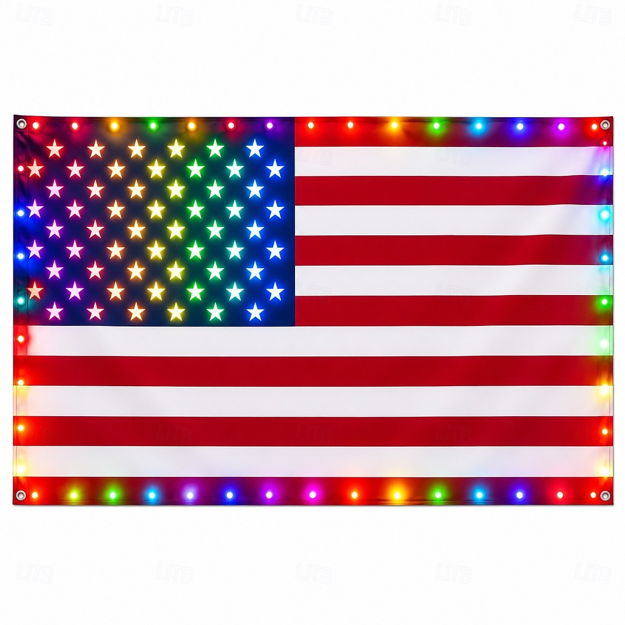 Luci a forma di bandiera americana per esterni, bandiera USA 3x5 piedi con 98 LED luminosi, controllo con pulsante funzione e spina USB, decora il tuo cortile o illumina importanti festività, colore del 2026 a $37.99 –P6