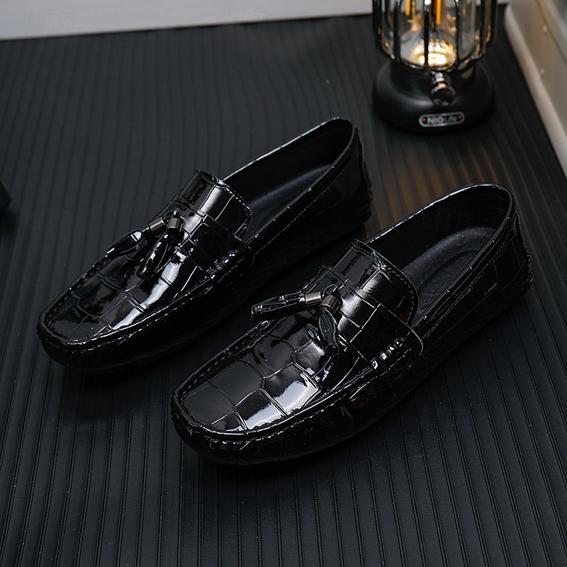 Rode heren loafers met krokodillenprint en kwastjes – elegante geklede schoenen, ademend leren instapmodel – geschikt voor kantoor, avondfeesten en speciale gelegenheden 2026 - $42.99 –P8