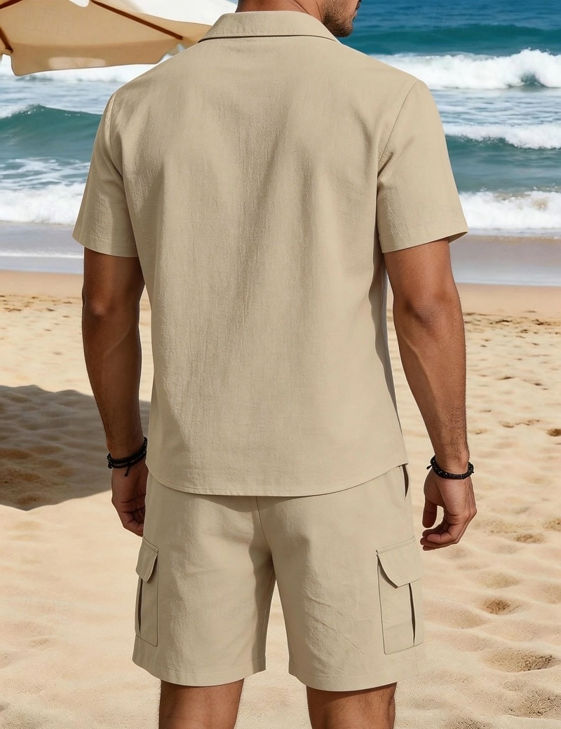 Per uomo Due pezzi Set Camicia Set estivo E Shorts Impostare Semplice Casuale Quotidiano Spiaggia Collo ripiegato Manica Corta Estate Primavera Moda Casual Confortevole Abbigliamento del 2026 a $35.99 –P9